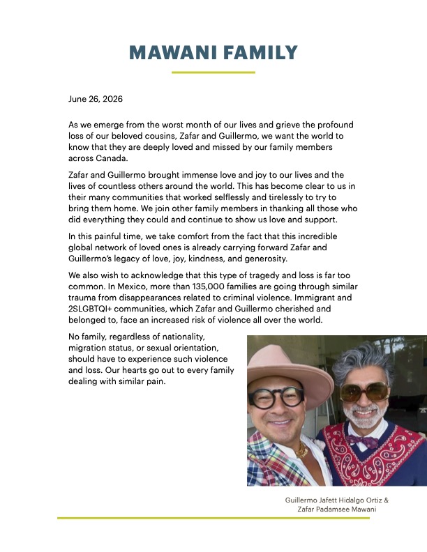 Tribute to Zafar Mawani and Guillermo Ortiz